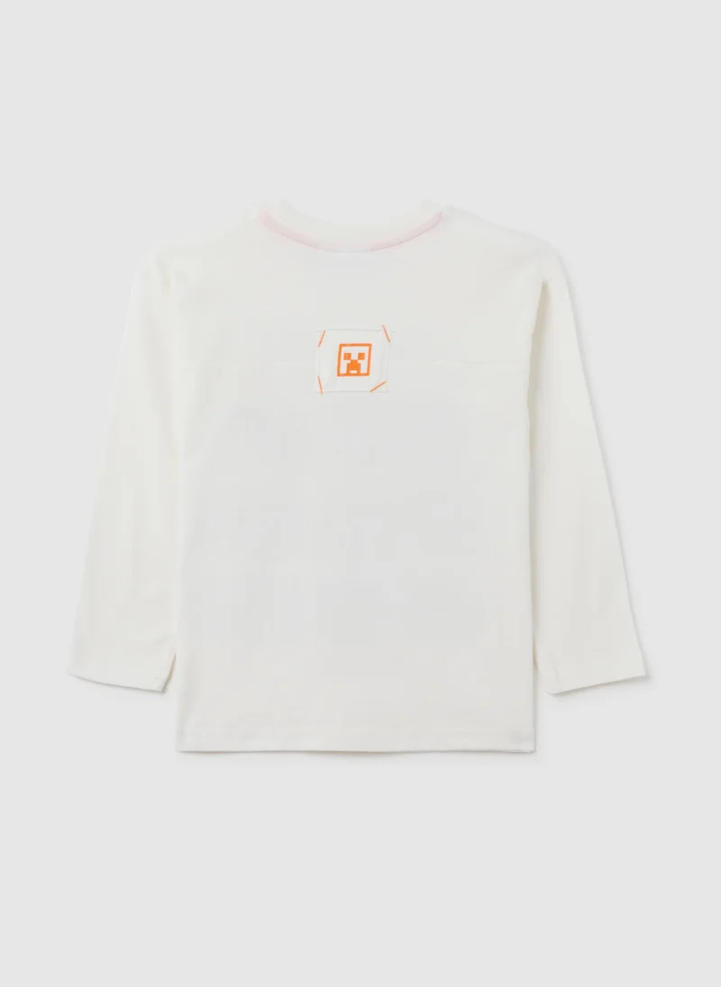 او في اس تيشيرت قطن أبيض للأطفال من أو في إس